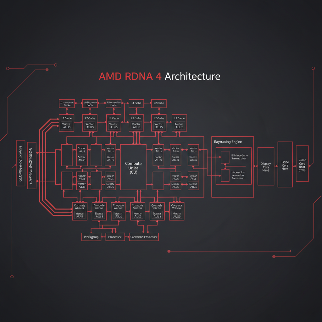 AMD RDNA 4 architecture diagram showing the improvements in AMD GPUs AMD RDNA 4 architecture diagram showing the improvements in AMD GPUs