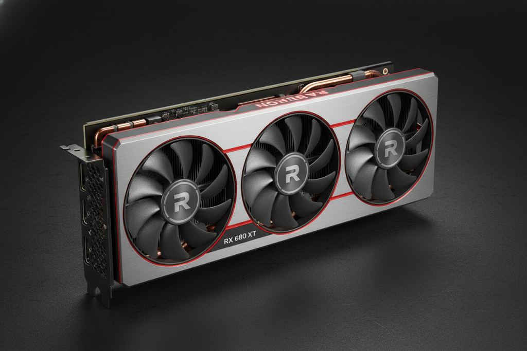 AMD Radeon RX 6800 XT GPU showcasing RDNA 2 architecture AMD Radeon RX 6800 XT GPU showcasing RDNA 2 architecture