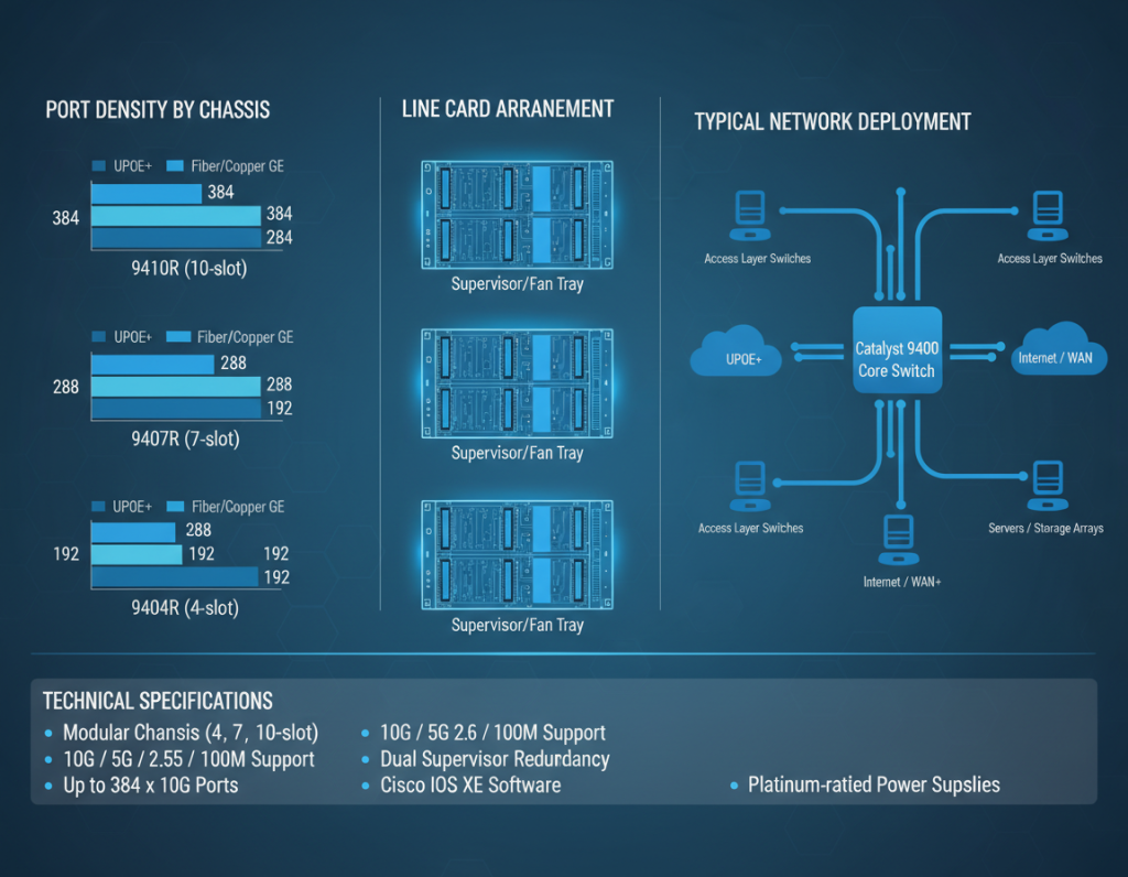 Cisco Catalyst 9400 10 Gigabit port density visualization
