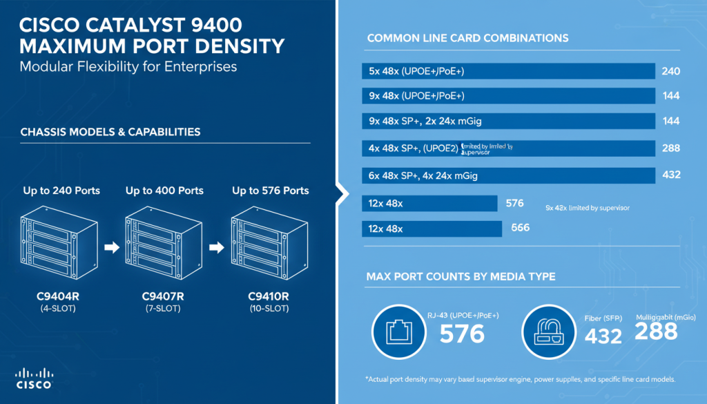 Cisco Catalyst 9400 maximum port density configuration diagram