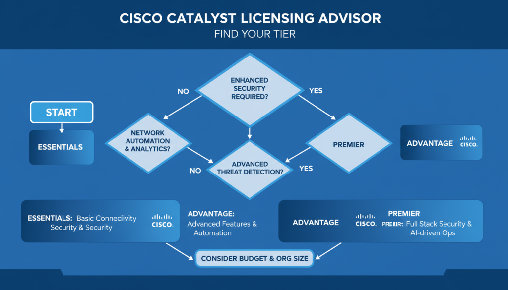 Cisco Catalyst licensing recommendation decision tree
