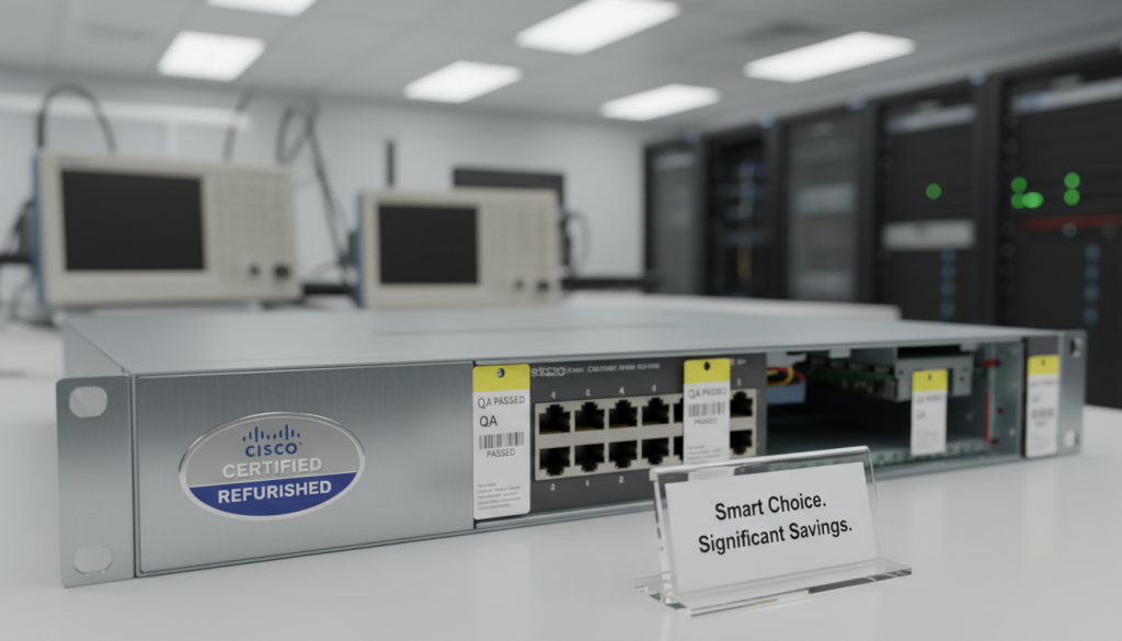Cisco certified refurbished switch with certification badge Cisco certified refurbished switch with certification badge