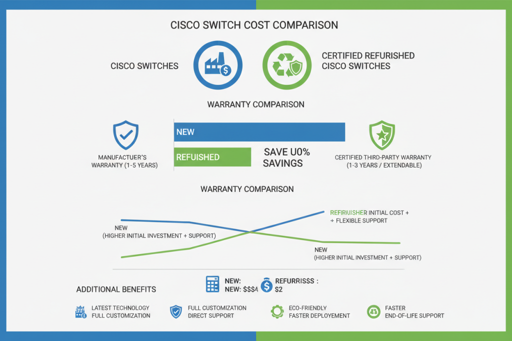 Comparison chart showing cost savings with refurbished equipment Comparison chart showing cost savings with refurbished equipment